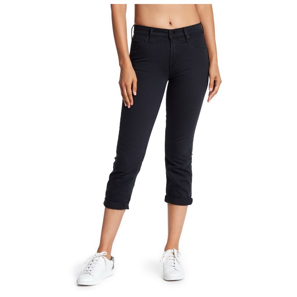 NWT MOTHER Black Slim Skinny Cropped Jeans